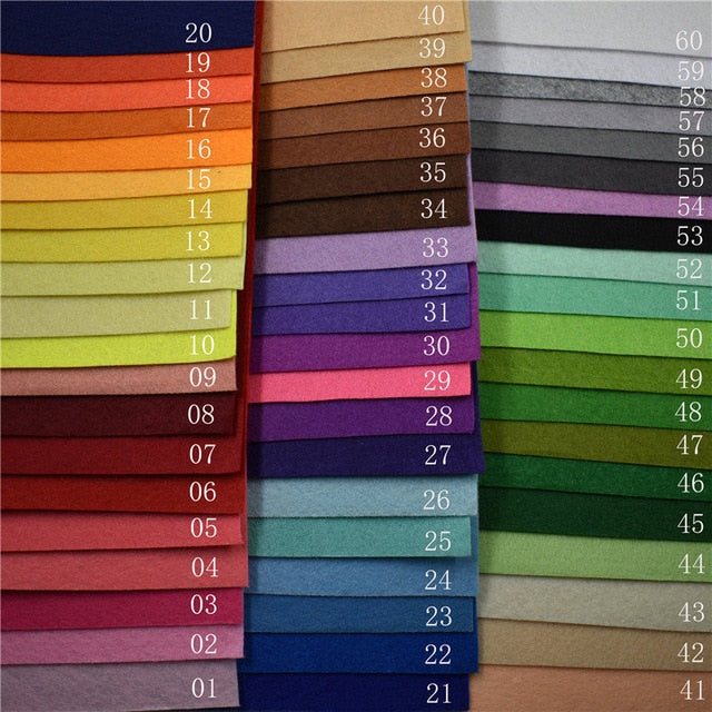 1pc handmade felt fabric flowers diy craft feltro para artesanato for dolls fieltro felting wool30/15cm 60 colors